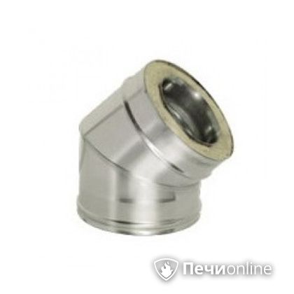 Дымоход Дымок Колено 45° с изоляцией 0,8 мм. OТFR45 200/280 в Невьянске