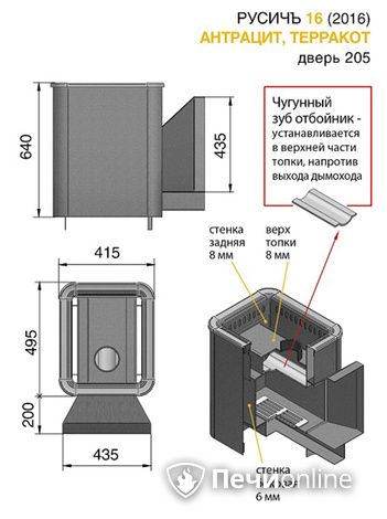 Дровяные печи-каменки Везувий Русичъ Антрацит 16 (205) 2016 в Невьянске