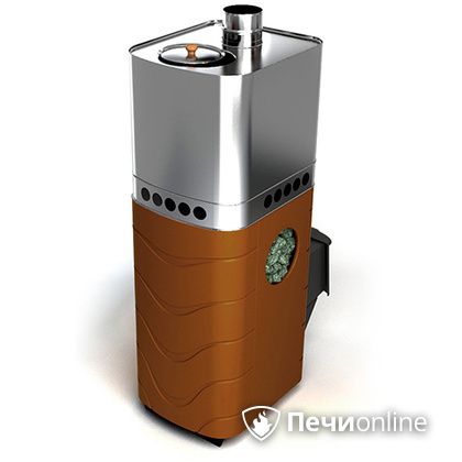 Дровяная банная печь TMF Бирюса 2013 Carbon терракота с закрытой каменкой в Невьянске