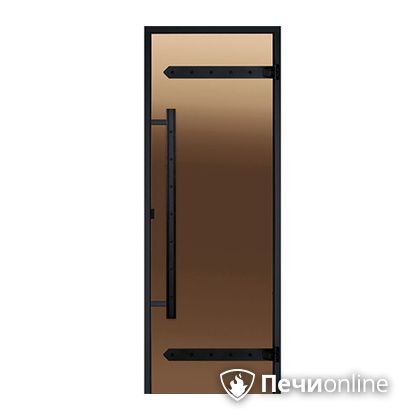 Дверь для бани Harvia Стеклянная дверь для сауны LEGEND 7/19 черная коробка сосна бронза  D71901МL в Невьянске